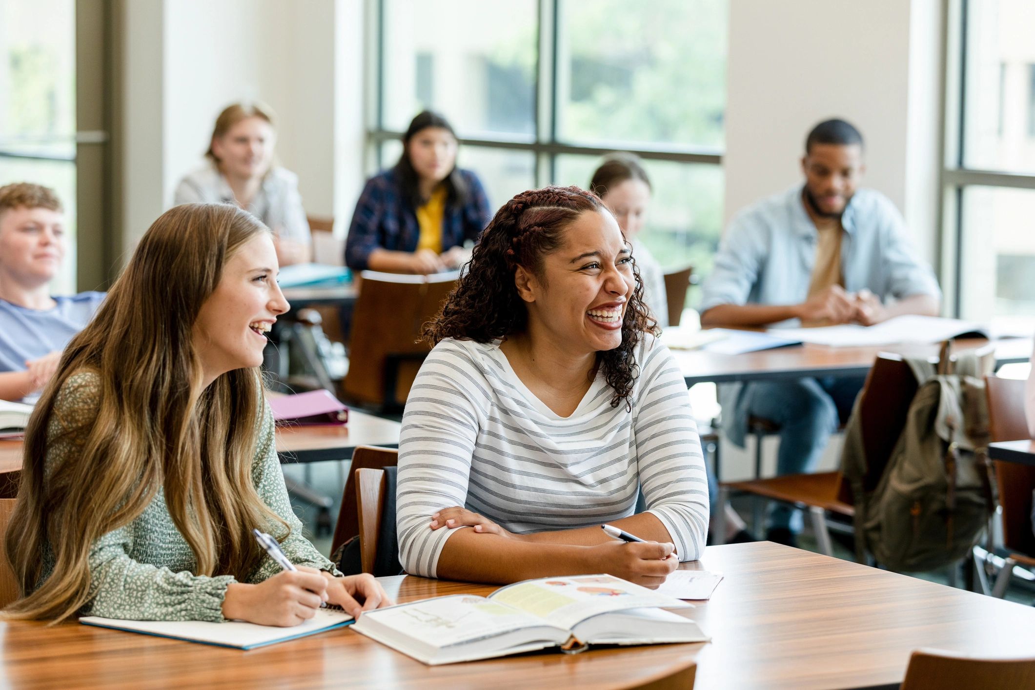 Students listening in a classroom